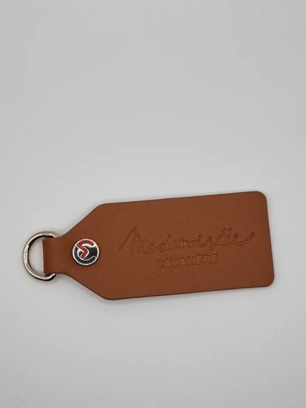 Porte clef Mademoiselle Cavalière cuir naturel