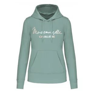 Sweat capuche Mademoiselle Cavalière vert sage