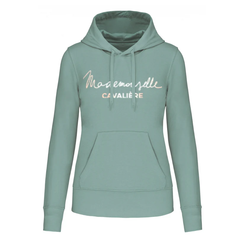 Sweat capuche Mademoiselle Cavalière vert sage